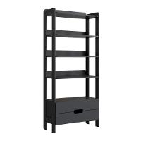 Armário Estante Multiuso 4 Prateleiras E 2 Gavetas Elvis - Preto - 1