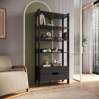 Armário Estante Multiuso 4 Prateleiras E 2 Gavetas Elvis - Preto - 2