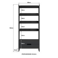 Armário Estante Multiuso 4 Prateleiras E 2 Gavetas Elvis - Preto - 3