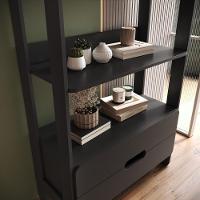 Armário Estante Multiuso 4 Prateleiras E 2 Gavetas Elvis - Preto - 5