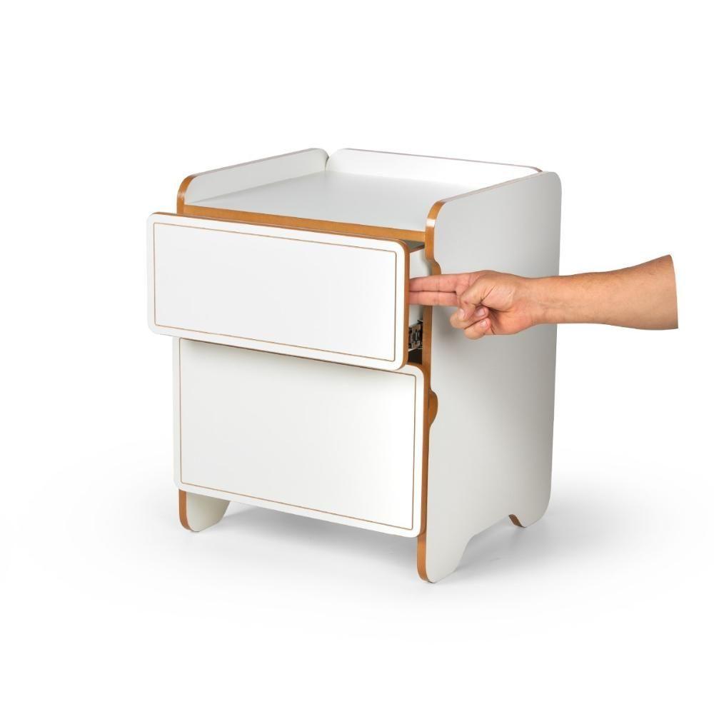 Mesa De Cabeceira 2 Gavetas 45cm Cindy - Branco - 9