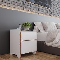 Mesa De Cabeceira 2 Gavetas 45cm Cindy - Branco - 6