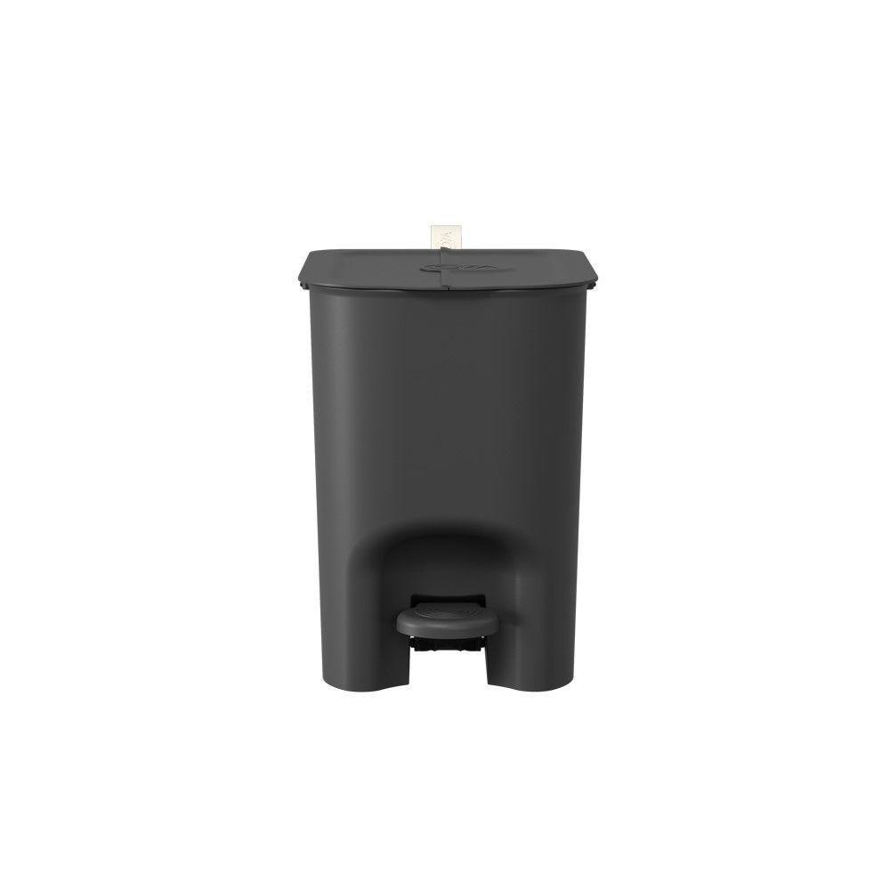 Lixeira Com Pedal Borboleta 6l Preto Com Alça Bege Coza - 2