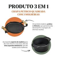 Conjunto Fogareiro Fogo Forte 22,5cm E Suporte De Madeira 35x28cm Com 3 Molheiras Panela Mineira - 3