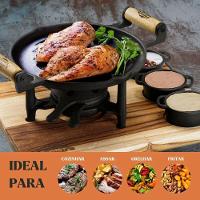 Conjunto Fogareiro Fogo Forte 22,5cm E Suporte De Madeira 35x28cm Com 3 Molheiras Panela Mineira - 6