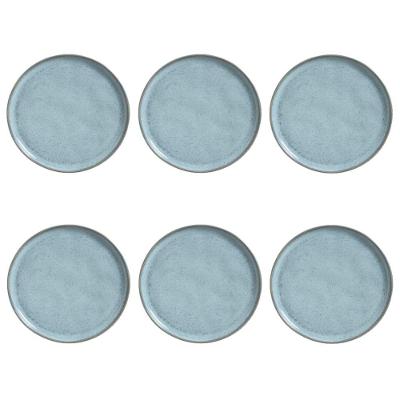 Conjunto de Pratos Rasos Bio Breeze 6 Peças Cerâmica Azul Porto Brasil para Mesa Posta
