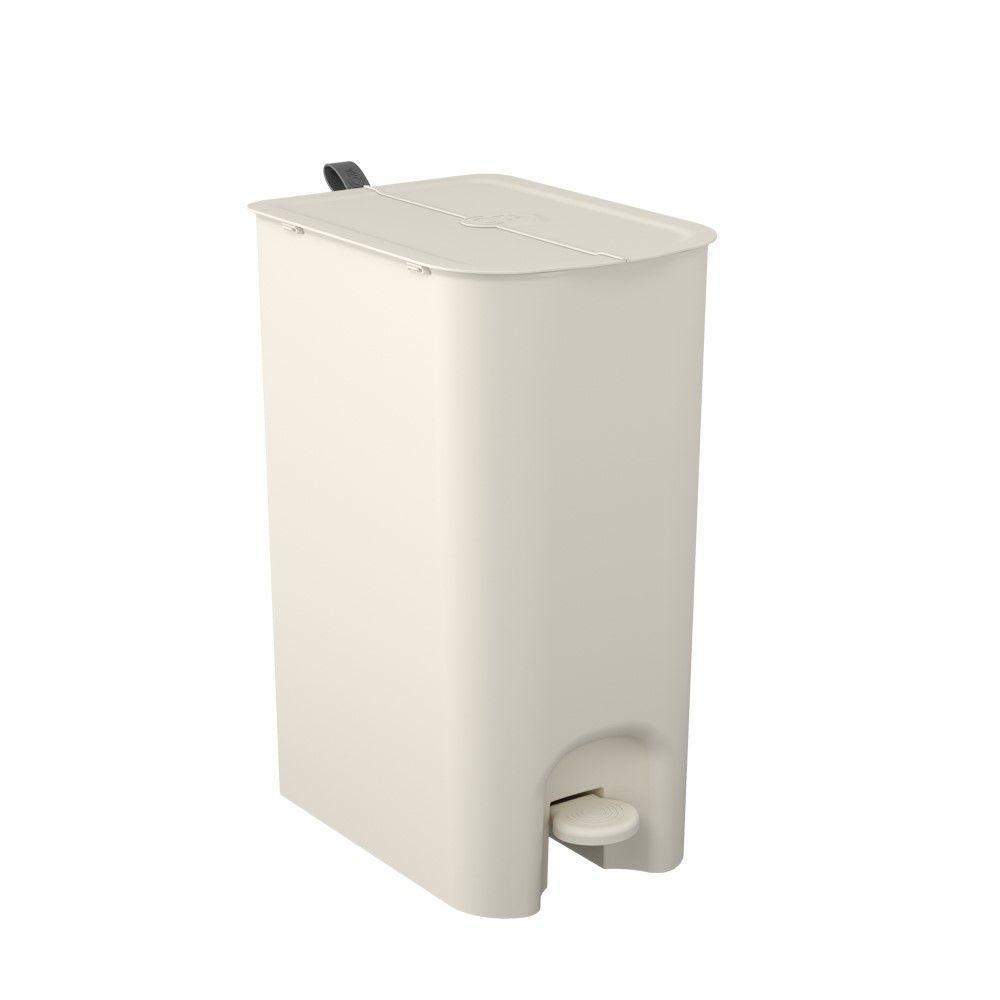 Lixeira Com Pedal Borboleta Dupla 20l (10+10) Bege Com Alça Cinza Coza - 1