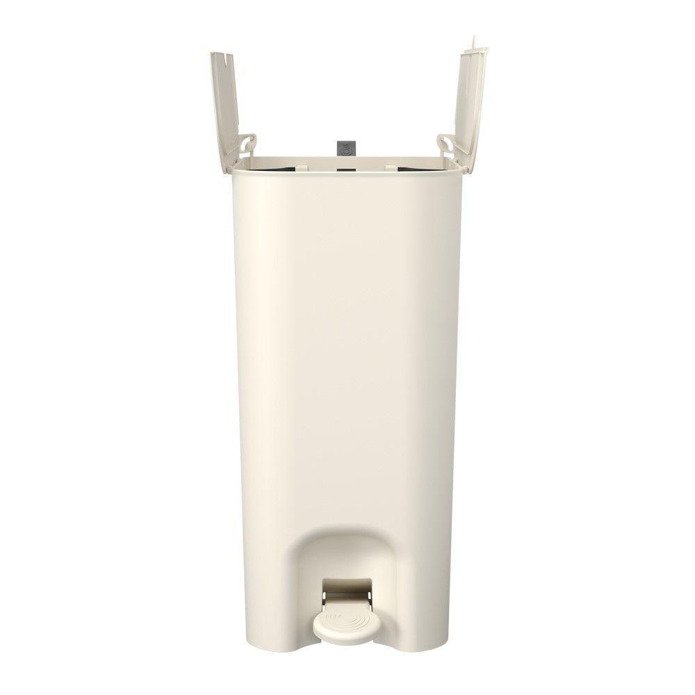 Lixeira Com Pedal Borboleta Dupla 20l (10+10) Bege Com Alça Cinza Coza - 3