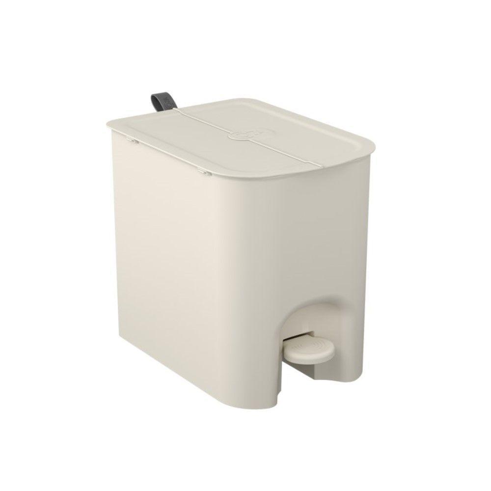Lixeira Com Pedal Borboleta 12l Bege Com Alça Cinza Coza - 1