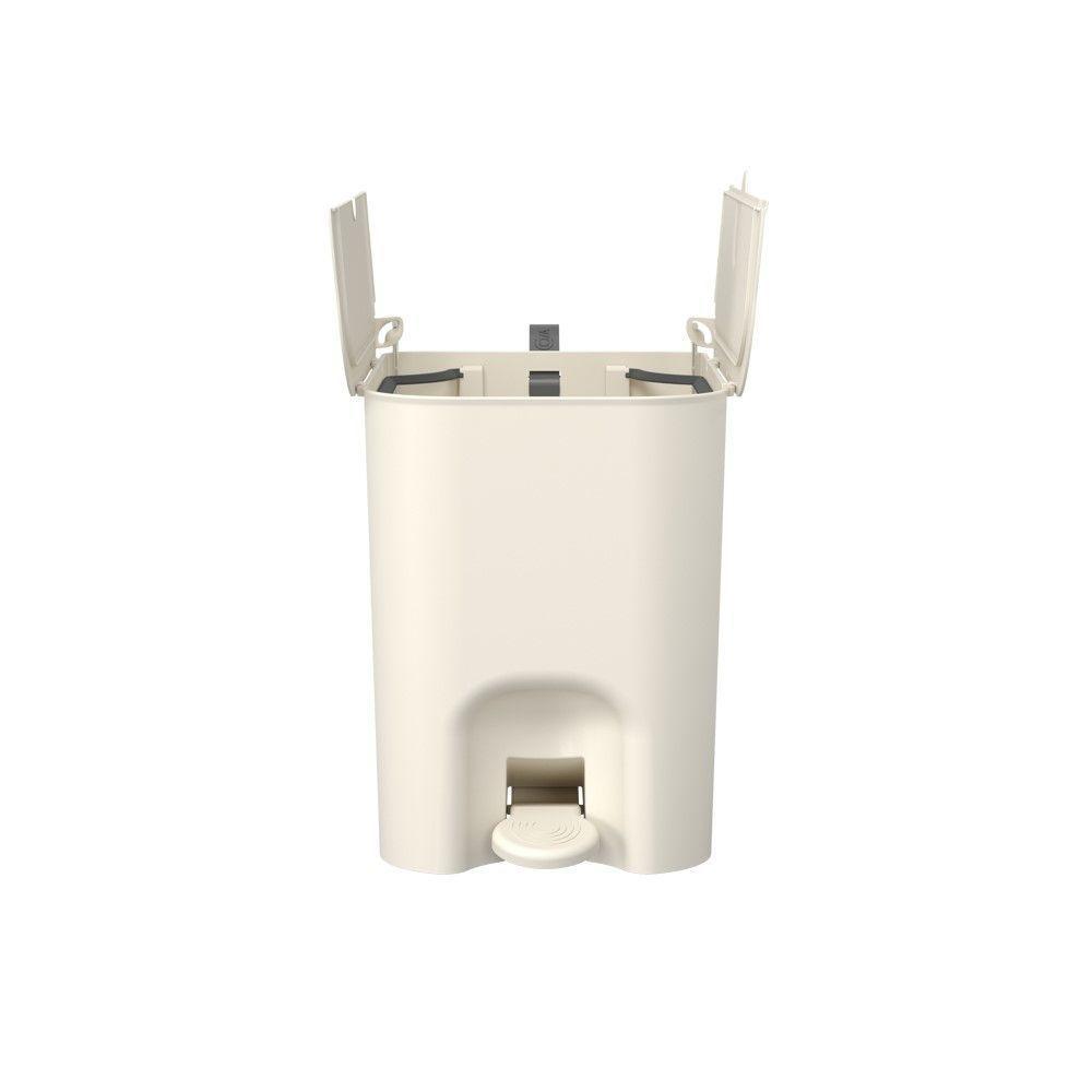 Lixeira Com Pedal Borboleta 12l Bege Com Alça Cinza Coza - 3
