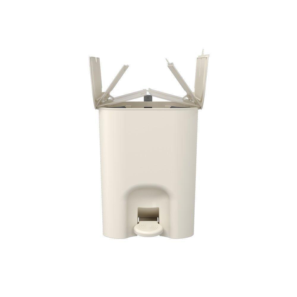 Lixeira Com Pedal Borboleta 12l Bege Com Alça Cinza Coza - 4