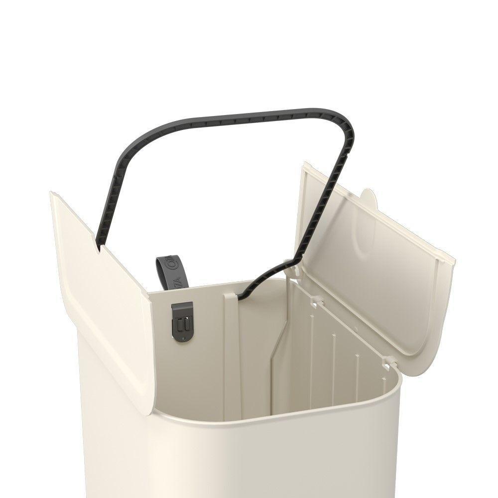 Lixeira Com Pedal Borboleta 12l Bege Com Alça Cinza Coza - 6