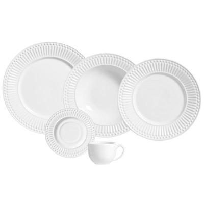 Aparelho de Jantar 20 Peças Roma Branco em Cerâmica Feldspática para Mesa do Dia a Dia Porto Brasil