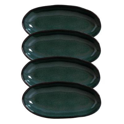 Conjunto Com 04 Travessas Oval Funda Grande 32x16 Cm Orgânico Oceano Porto Brasil