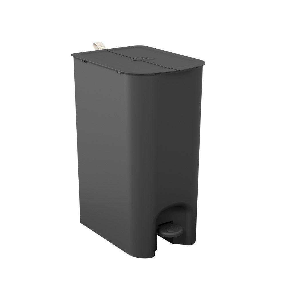 Lixeira Com Pedal Borboleta Dupla 20l (10+10) Preto Com Alça Bege Coza - 1