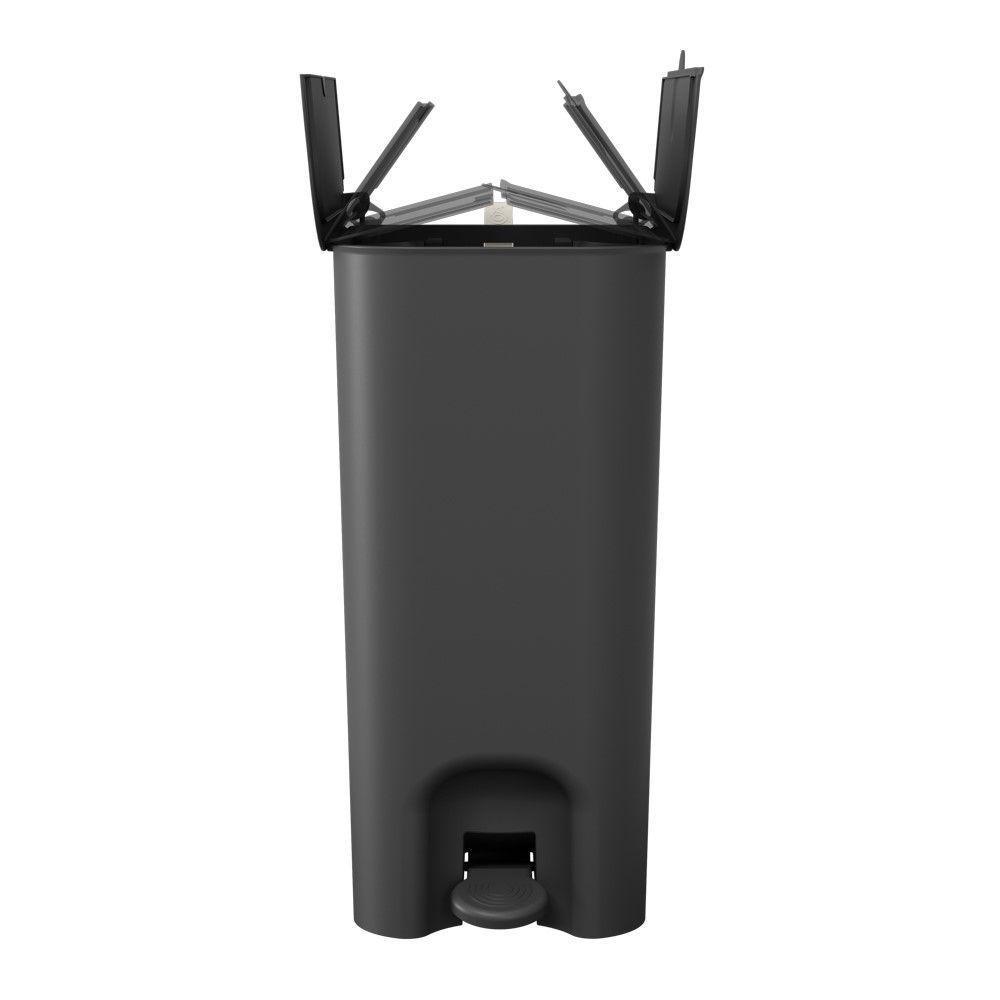 Lixeira Com Pedal Borboleta Dupla 20l (10+10) Preto Com Alça Bege Coza - 4