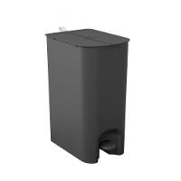 Lixeira Com Pedal Borboleta Dupla 20l (10+10) Preto Com Alça Bege Coza - 1