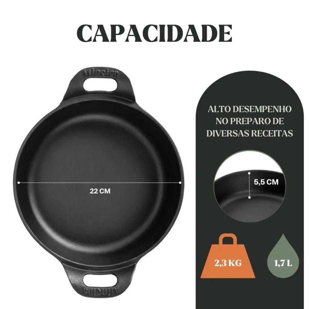 Kit 3 Travessas Redonda 22 Cm 1,7l Em Ferro Fundido Panela Mineira - 3
