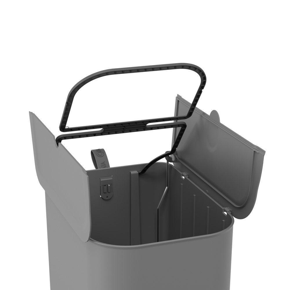 Lixeira Com Pedal Borboleta Dupla 20l (10+10) Cinza Com Alça Chumbo Coza - 5
