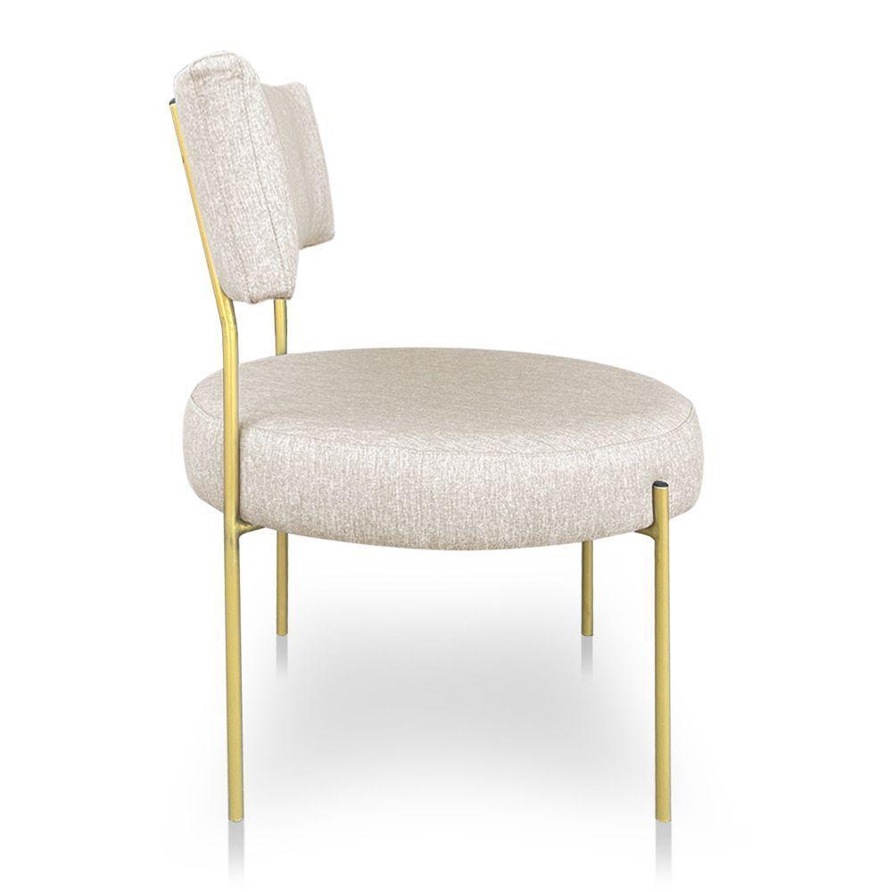 Poltrona Luxo Elora Linho Pés De Ferro Dourado - Pallazio Cor Grafite - 4