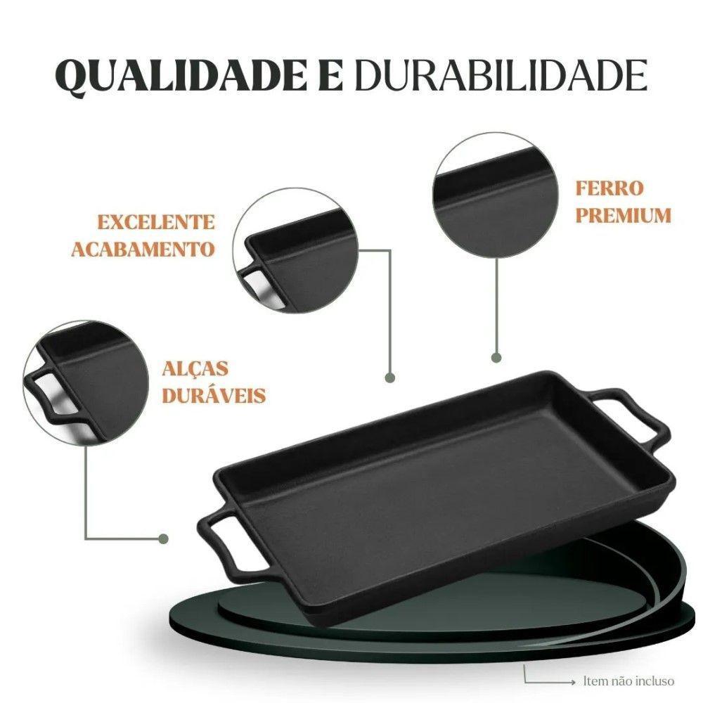 Assadeira Artesanal Retangular 40x25 Cm 3,3l Em Ferro Fundido Panela Mineira - 5