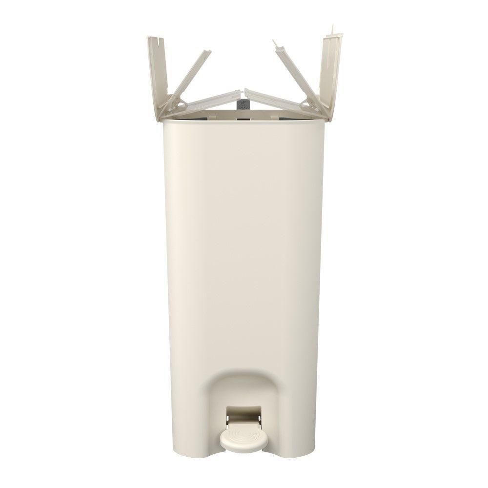 Lixeira Com Pedal Borboleta 20l Bege Com Alça Cinza Coza - 4