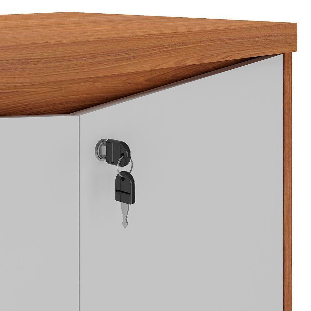 Balcão Para Escritório 74cm 2 Portas Rayly Freijó Branco A06 Mpozenato - 6