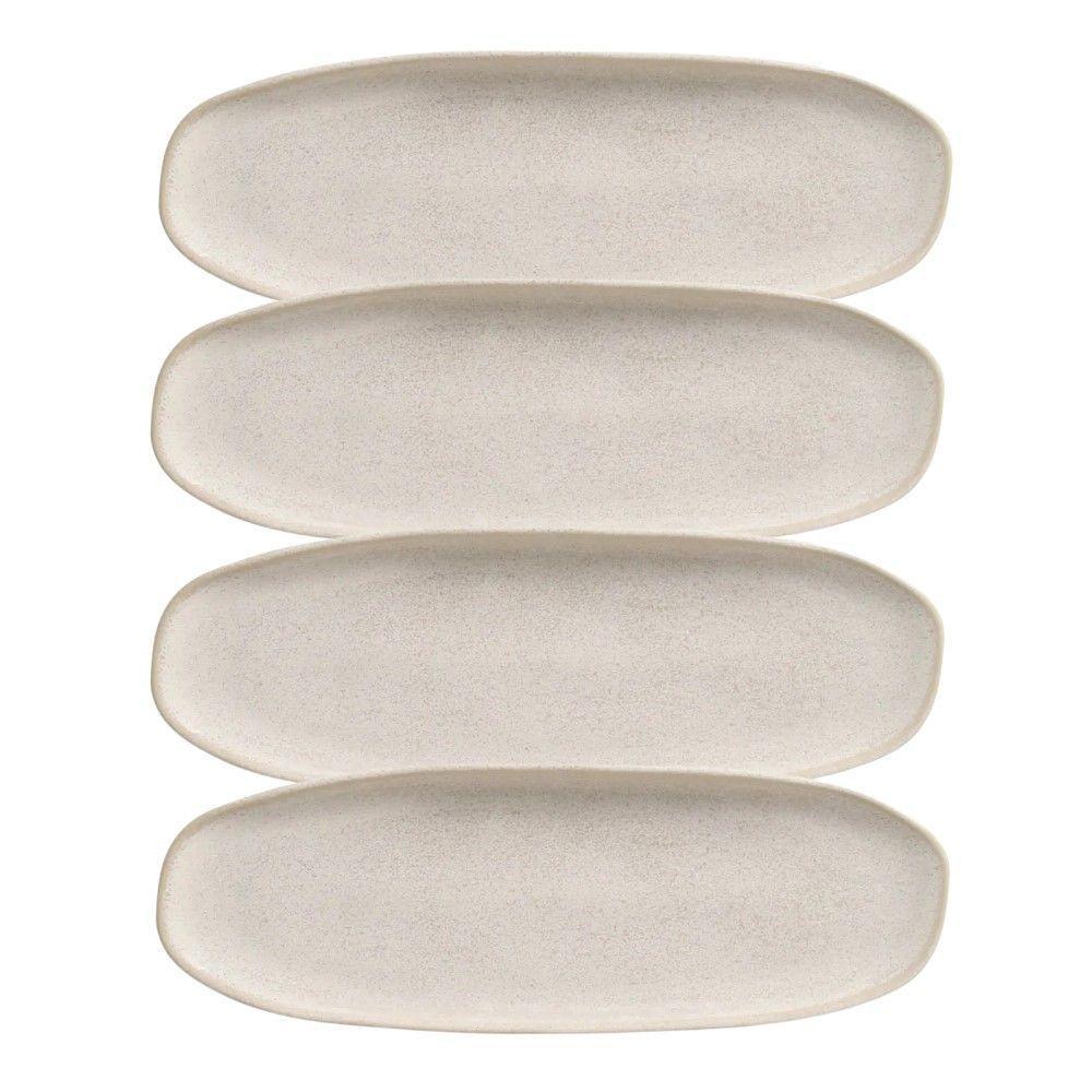 Conjunto Com 04 Travessas Oval Rasa Grande 36x13 Cm Orgânico Latte Porto Brasil - 1