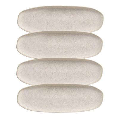 Conjunto Com 04 Travessas Oval Rasa Grande 36x13 Cm Orgânico Latte Porto Brasil