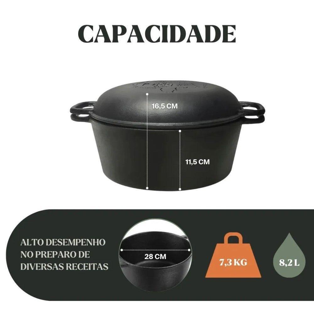 Panela Forno Holandes Mg 28 Cm 8,2 L Em Ferro Fundido Panela Mineira - 3