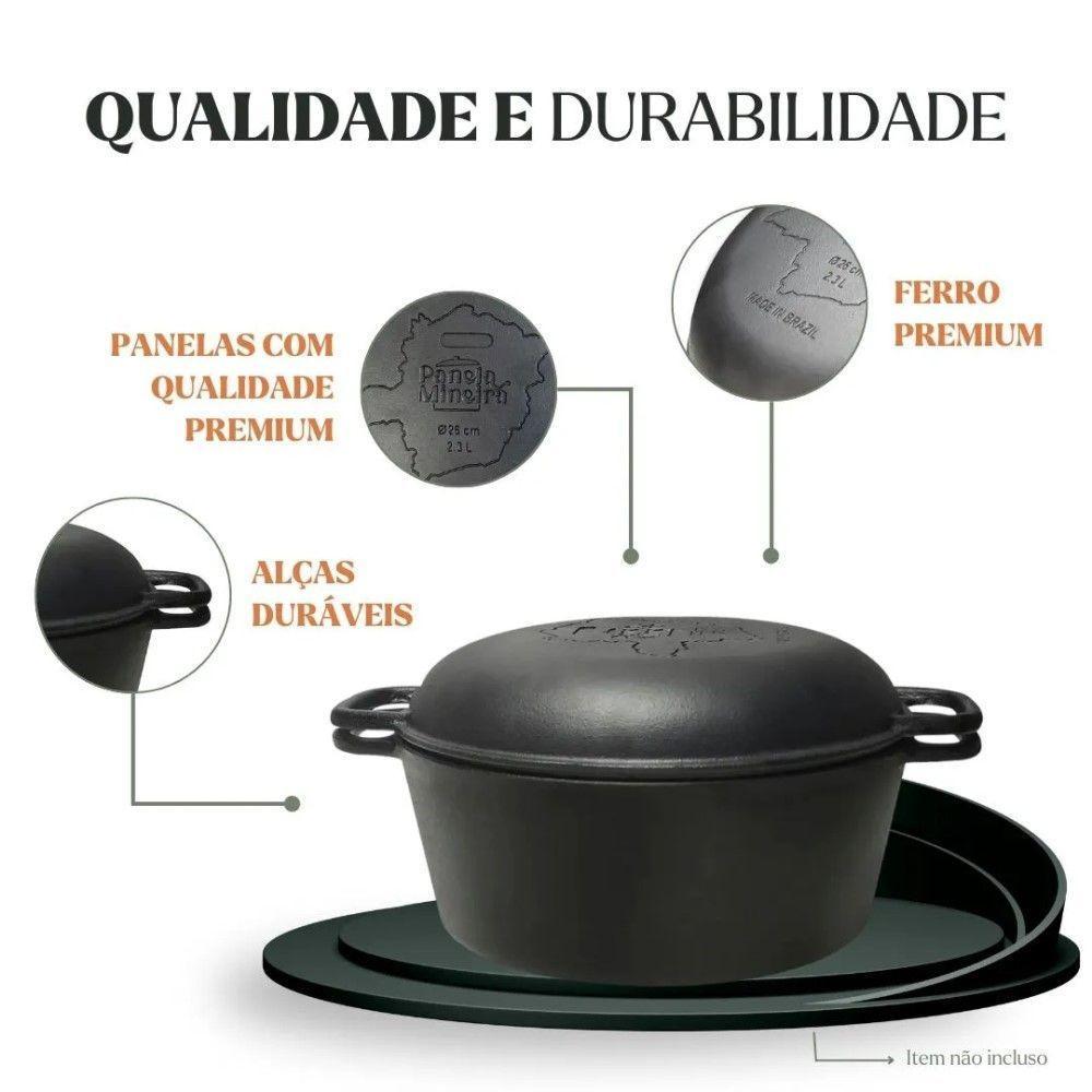 Panela Forno Holandes Mg 28 Cm 8,2 L Em Ferro Fundido Panela Mineira - 5