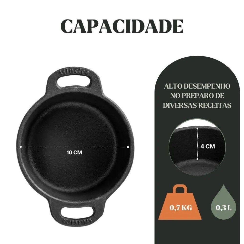 Kit 4 Caçarolas Mineirinha 10 Cm 300ml Em Ferro Fundido Panela Mineira - 3
