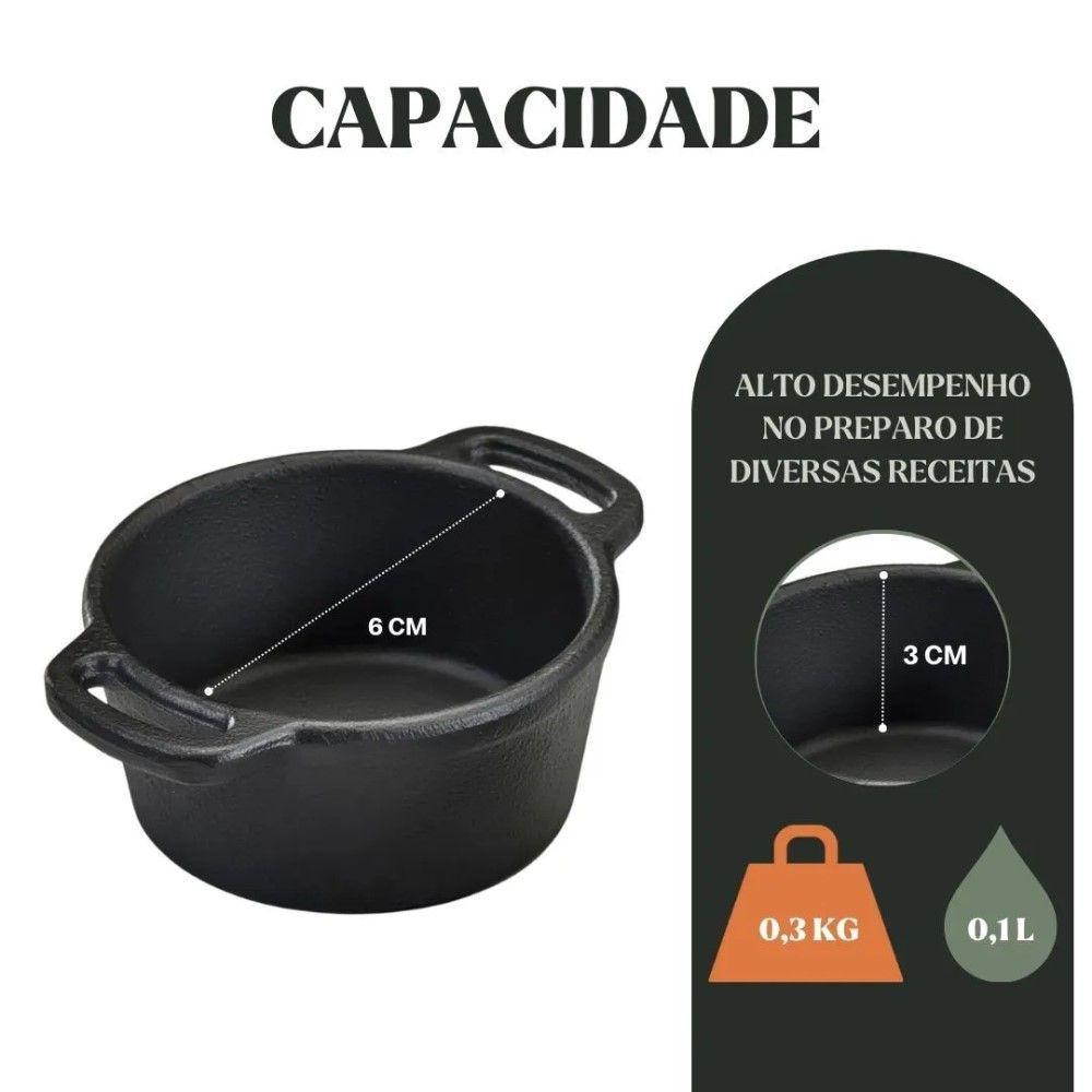 Kit 4 Caçarolas Miniatura 6 Cm 100ml Em Ferro Fundido Panela Mineira - 3