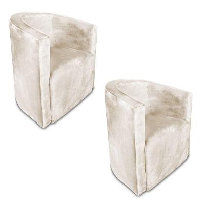 Kit 02 Poltronas Decorativa Lyon Veludo - Pallazio Cor Bege