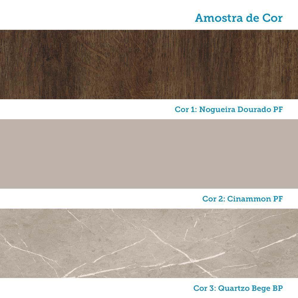 Balcão De Cozinha 40cm 1 Porta E Com Tampo Luna Luciane Móv Nogueira Dourado-cinammon - 6