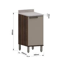 Balcão De Cozinha 40cm 1 Porta E Com Tampo Luna Luciane Móv Nogueira Dourado-cinammon - 3