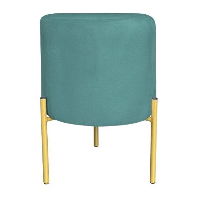 Puff Decorativo Soren Suede Azul Turquesa Pés De Ferro Dourado - Pallazio