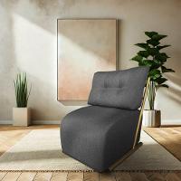 Poltrona Luxo Aurora Linho Grafite Base De Ferro Dourado - Pallazio - 2