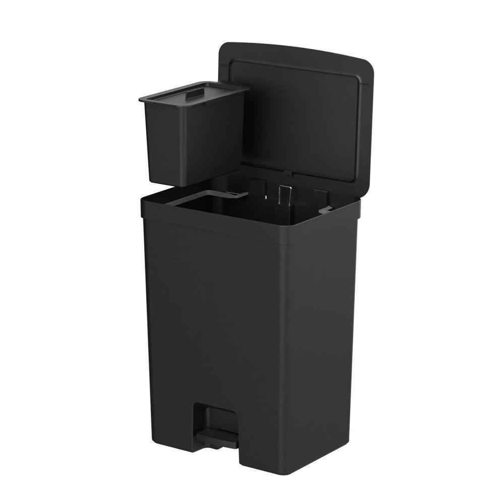 Lixeira Com Pedal Trium 46 L + 4 L Preto Ou - 2
