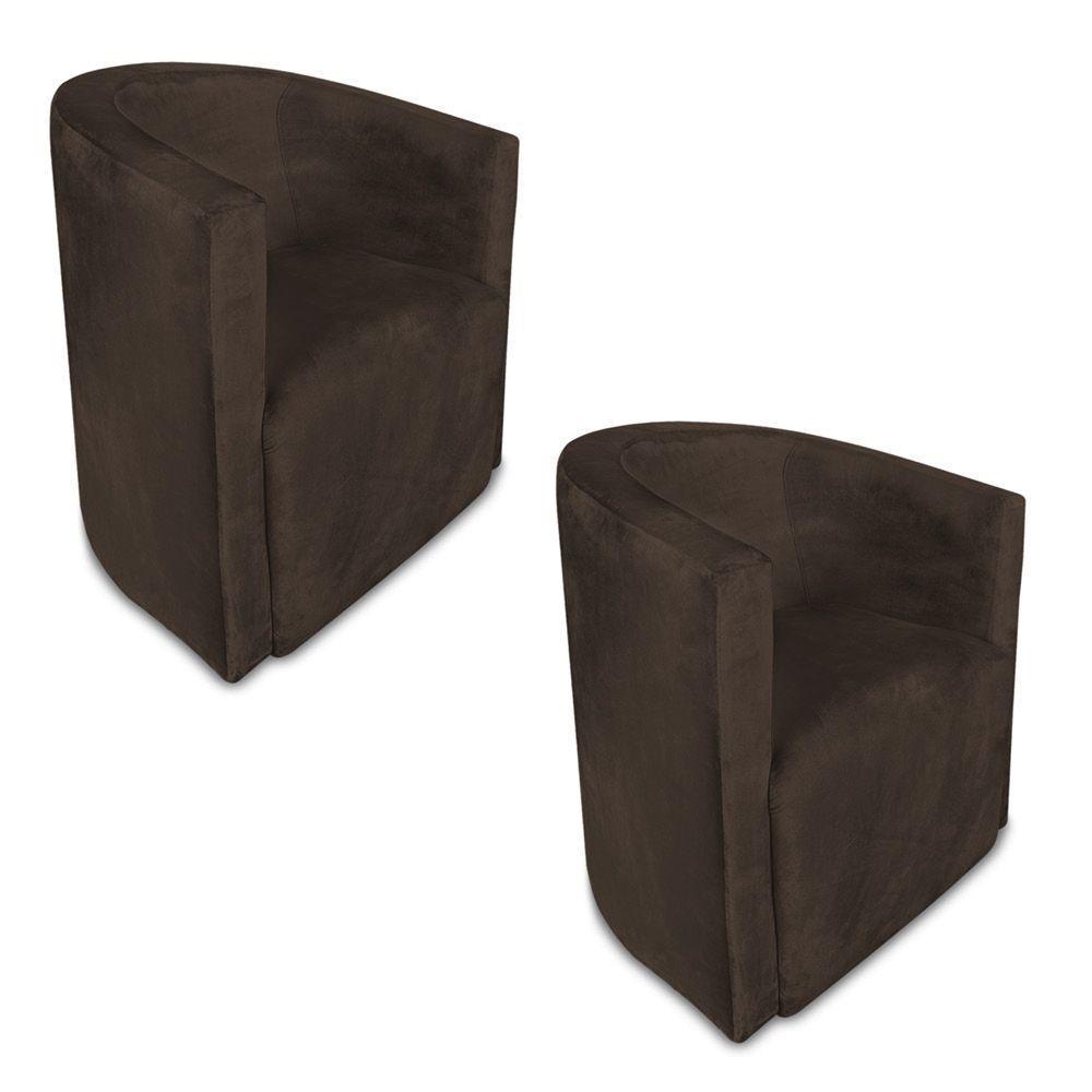 Kit 02 Poltronas Decorativa Lyon Veludo Marrom - Pallazio - 1