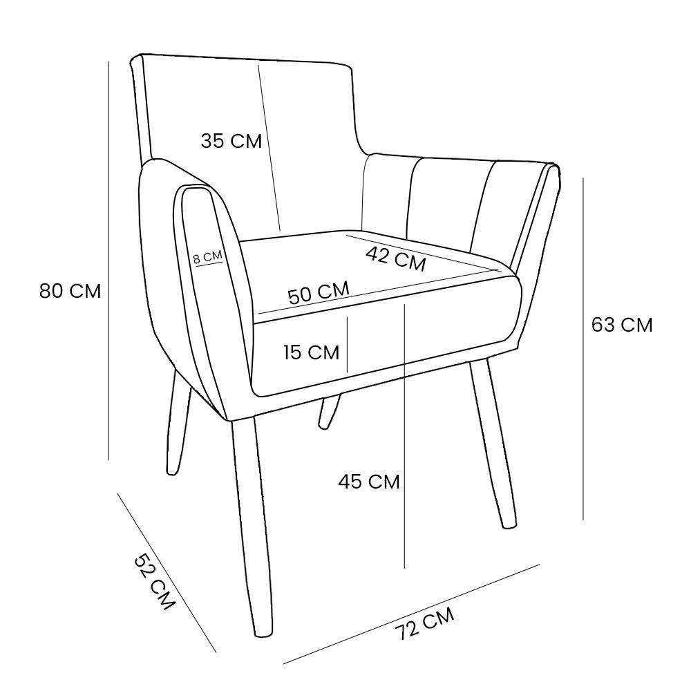 Kit 2 Poltronas Decorativa Leticia Suede Pés Palito Castanho - Pallazio Cor Bege - 7