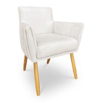 Kit 2 Poltronas Decorativa Leticia Suede Pés Palito Castanho - Pallazio Cor Bege