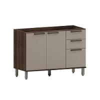 Balcão De Cozinha 120cm 2 Portas E 3 Gavetas Sem Tampo Luna Nogueira Dourado-cinammon - 1