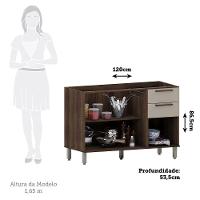 Balcão De Cozinha 120cm 2 Portas E 3 Gavetas Sem Tampo Luna Nogueira Dourado-cinammon - 2