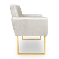 Kit 2 Poltronas Decorativa Nina Suede Base Metálica Industrial Dourado - Pallazio Cor Preto - 5