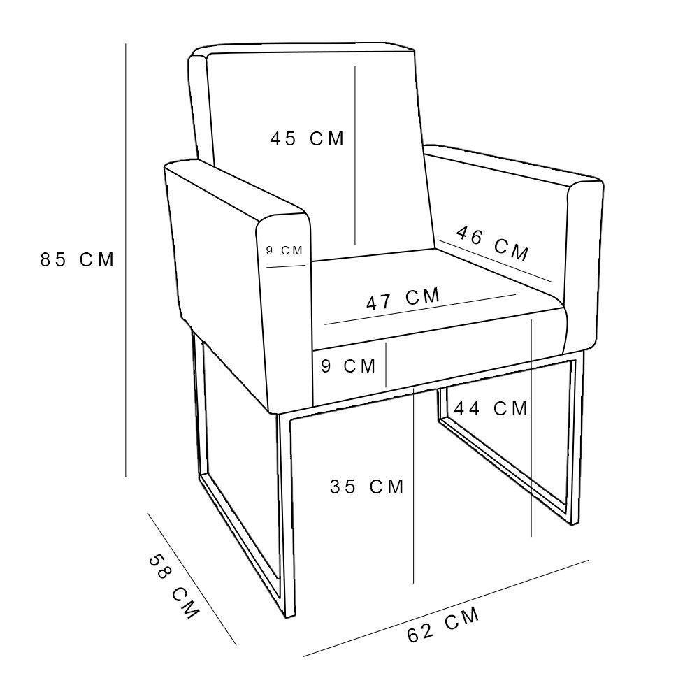 Kit 2 Poltronas Decorativa Nina Suede Grafite Base Metálica Industrial Dourado - Pallazio - 7