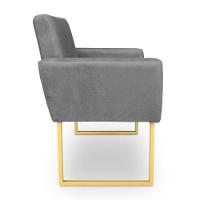 Kit 2 Poltronas Decorativa Nina Suede Grafite Base Metálica Industrial Dourado - Pallazio - 5