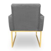 Kit 2 Poltronas Decorativa Nina Suede Grafite Base Metálica Industrial Dourado - Pallazio - 6