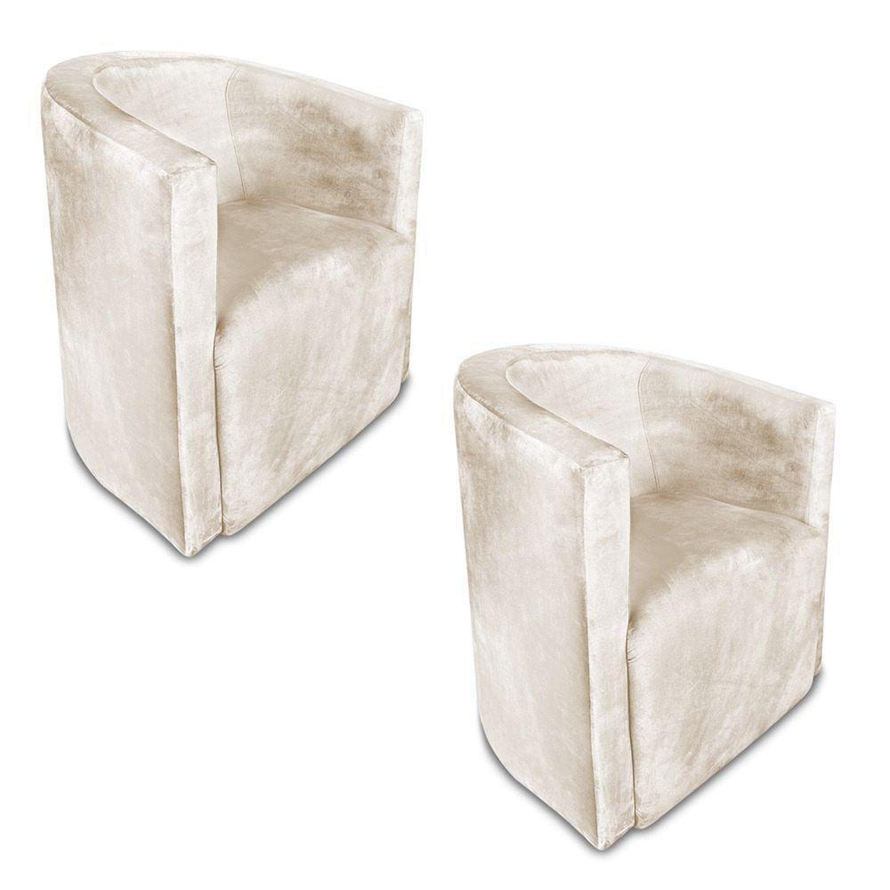 Kit 02 Poltronas Decorativa Lyon Veludo - Pallazio Cor Marrom - 1