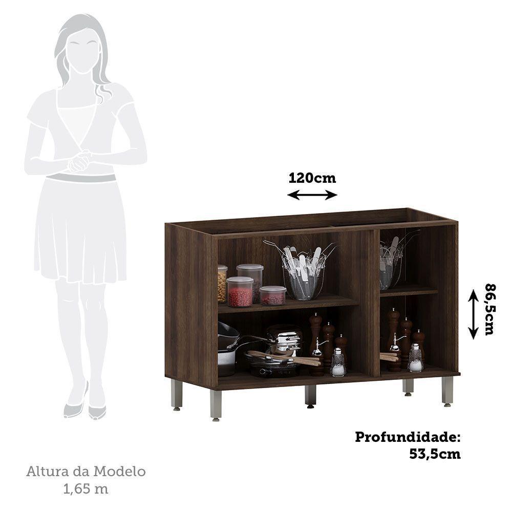Balcão De Cozinha 120cm 3 Portas Sem Tampo Luna Luciane Móve Nogueira Dourado-cinammon - 2